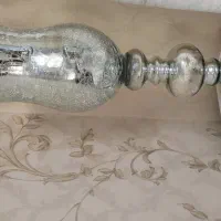 یک جفت گلدان آینه کاری نقره‌ای+گل‌های قابل شستشو|گل مصنوعی|کرج, اصفهانی‌ها|دیوار