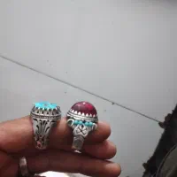 انگشتر نقره نگین یاقوت وفیروزه|جواهرات|دزفول, |دیوار