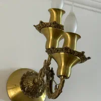 یک جفت چراغ برنجی|لوستر و چراغ آویز|تبریز, |دیوار