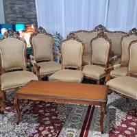 مبل استیل نه نفره در حد نو به همراه میز جلو مبلی