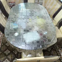 ناهار خوری 6نفره که صندلی هاش ازابتدا کاورداشته