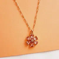 نیمست زنجیری گل نگینی صورتی رویایی|بدلیجات|یزد, |دیوار