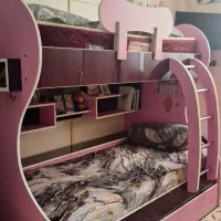 تخت دوطبقه ام دی اف دارای باکس و کشو و کتابخانه