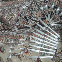کارد چنگال استیل ضد زنگ با قاشق چای خوری