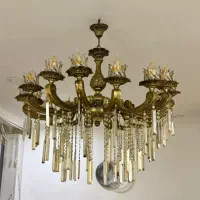 لوستر برنجی ۱۶ شاخه بسیار مجلل و زیبا