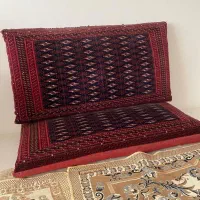 پشتی سنتی دست‌باف سایز بزرگ طرح ترکمن، بسیار تمیز
