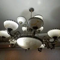 لوستر آنتیک ۱۳ کاسه ای برنزی