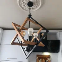 لوستر مدرن چوب و فلز ۴ شاخه