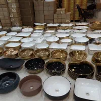 کاسه روشویی کابینتی  سفید طلا مشکی طلا