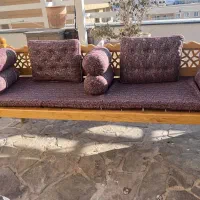 تخت سنتی چوبی راش با کفی و بالشتک ترمه