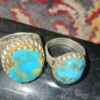 دوعددانگشترنقره فیروزه اصل