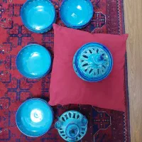 ظروف سفالی لعابدار دست ساز لالجین  سفره هقت سین