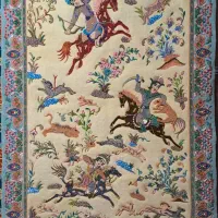 زرنیم چله نخ شکارگاه|تابلو فرش|تبریز, |دیوار