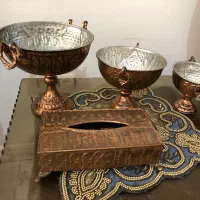 ست هشت تیکه ظروف مس/گلدان /سیاه قلم هندی/آجیل خوری|ظروف سرو و پذیرایی|تهران, سعادت‌آباد|دیوار