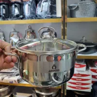 قابلمه استیل در پیرکس کف چدن آمبوس ترک سایز ۱۸