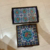 سینی طرح چوب و کاشی دستساز ضدآب