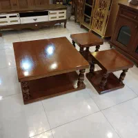 جلو مبلی و عسلی مستطیل تمام چوب
