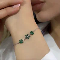 دستبند جواهر تمام نقره مدل گل مینیمال