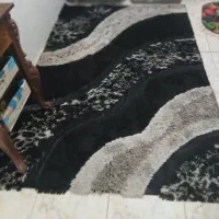 فرش حالت چمنی مشکی سفید
