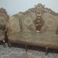 مبلمان 9 نفره سلطنتی چوب گردو|مبلمان خانگی و میز عسلی|رباطکریم, رباطکریم|دیوار