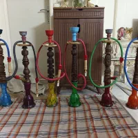 قلیان تنه چوب ۵۰ سانتی، رخ، با لوازم، تک و عمده