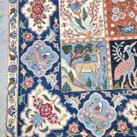 قالیچه دستباف مربع طرح خشتی|فرش|کاشمر, |دیوار