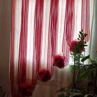 پرده تور زرشکی و نقره‌ای رنگ|پرده، رانر، رومیزی|تهران, جنت‌آباد مرکزی|دیوار