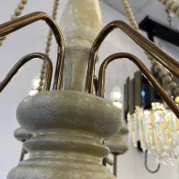 لوستر چوبی-فلزی شارلوت ۶ شاخه کرم-مسی|لوستر و چراغ آویز|تهران, نیروی هوایی (پیروزی)|دیوار