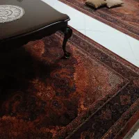 ۴عدد فرش صادراتی  ابریشم  رنگ اتشی ۶متری