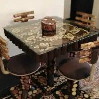 میز غذاخوری خوری 4 نفره سنتی دست ساز با چوب جنگل