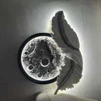 تابلو و ساعت ماه و پر نورانی با قاب و نور مخفی|ساعت دیواری و تزئینی|تهران, تهرانسر شرقی|دیوار