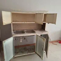 سینگ تک لگن با کابینت پایین و کابینت بالا آبچکان