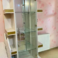 گنجه،بوفه،ویترین ساده وشیک، سفید طلایی