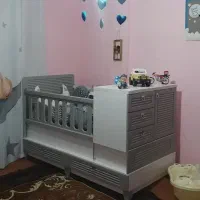 تخت دومنظوره نوزاد و نوجوان+کمد+پرده