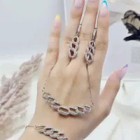 سرویس زنجیری نقره جواهری زنانه کد 60066|بدلیجات|تبریز, |دیوار