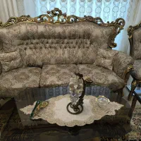 مبل استیل 9 نفره با سه میز جلو مبلی