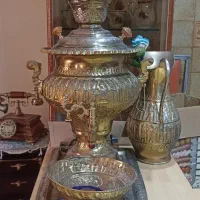 سماور برقی طلایی کنده کاری شده نو