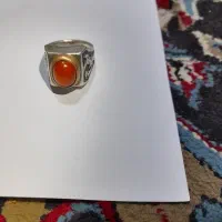 انگشتر نقره دست‌ساز عقیق پرتقالی اصیل