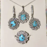 نیم ست نقره فیروزه