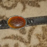 دستبند چرمی باسنگ عقیق یمن‌ اصل