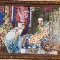 تابلو رنگ روغن 150×100 قاب طلایی