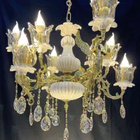 لوستر.لورنس سرامیکی شاخه فرشته.3+9.شعله برنجS li23