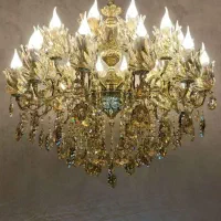 لوستر برنجی چهارده شاخه ۲۸ شعله