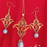 نیم ست برنج با سنگ فیروزه