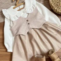 لباس عیدانه سه تیکه دخترانه در حد نو