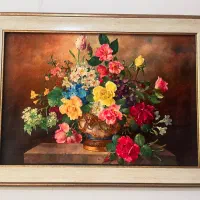تابلو فرش فاخر ابریشم ماشینی طرح گلدان نفیس|تابلو فرش|سمنان, |دیوار