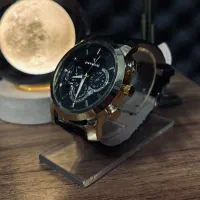 ساعت مشکی طلایی مردانه