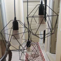 لوستر فانتزی سه شاخه شش ضلعی سالم در حد نو|لوستر و چراغ آویز|تبریز, |دیوار