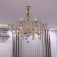 لوستر ۸ شعله وارداتی کریستالی کلاسیک/نئوکلاسیک