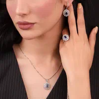 نیم ست های سلطنتی نقره یاقوت کبود مدل نسیم روشن۷۸